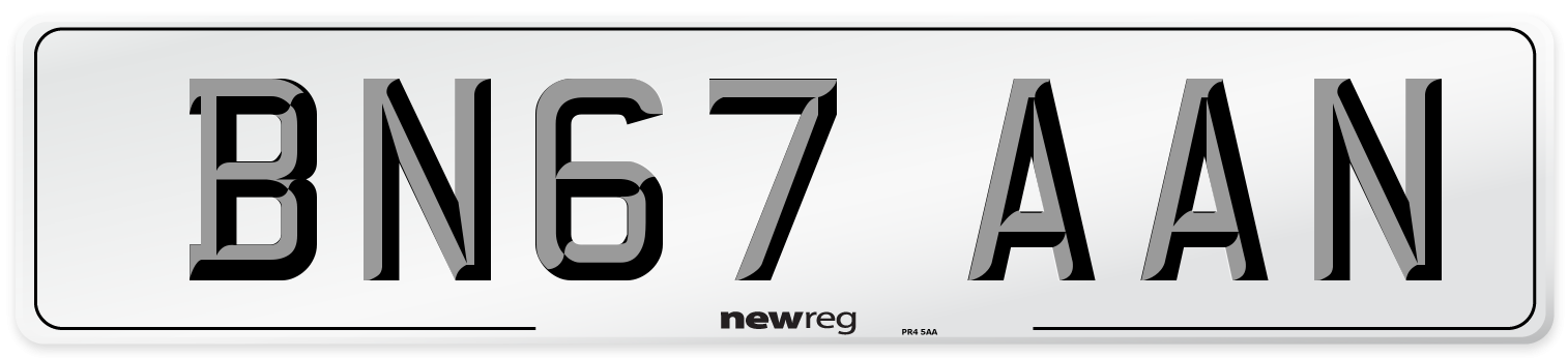 BN67 AAN Number Plate from New Reg